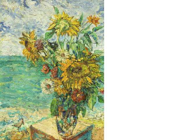 Wikioo.org - The Encyclopedia of Fine Arts - Painting, Artwork by David Davidovich Burliuk - Sunflowers