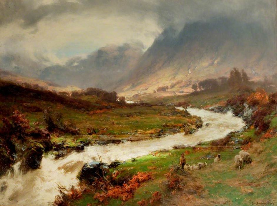 Wikioo.org - The Encyclopedia of Fine Arts - Painting, Artwork by David Farquharson - A Break In The Storm, Glen Lyon