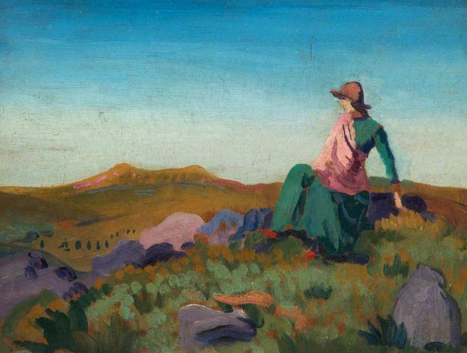 Wikioo.org - The Encyclopedia of Fine Arts - Painting, Artwork by Derwent Lees - Landscape With A Figure