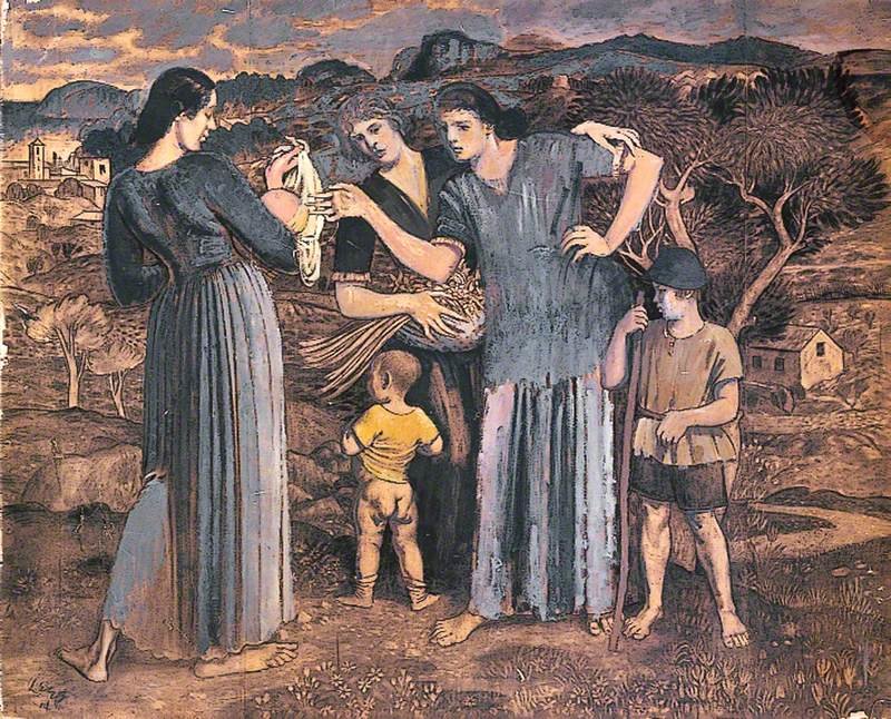 Wikioo.org - The Encyclopedia of Fine Arts - Painting, Artwork by Derwent Lees - Mothers And Children In A Landscape