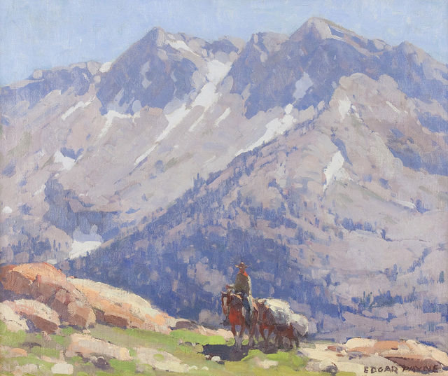 Wikioo.org - The Encyclopedia of Fine Arts - Painting, Artwork by Edgar Alwin Payne - A Rider With Packhorses In The Sierra