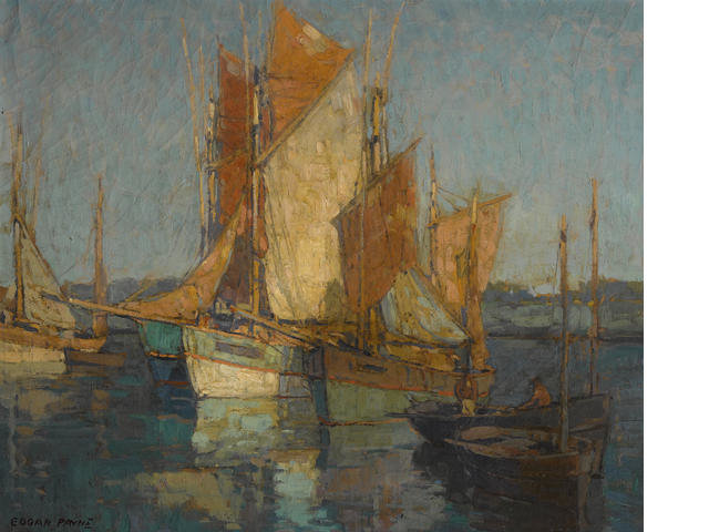 Wikioo.org - สารานุกรมวิจิตรศิลป์ - จิตรกรรม Edgar Alwin Payne - Sailboats In Harbor