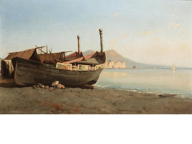 WikiOO.org - دایره المعارف هنرهای زیبا - نقاشی، آثار هنری Edoardo Federico De Martino - The Bay Of Naples With The Castel Dell'ovo