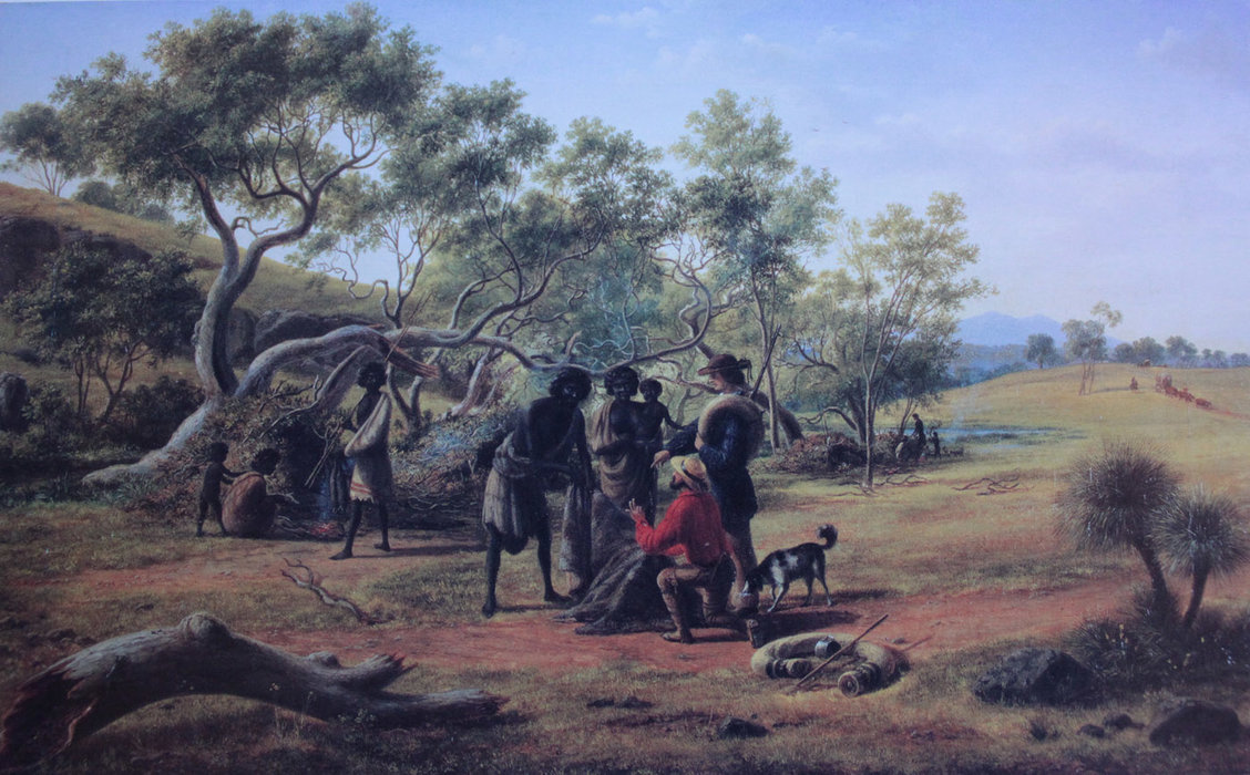 WikiOO.org - Encyclopedia of Fine Arts - Maalaus, taideteos Eugene Von Guerard - Aborigines Met On The Way To The Diggings