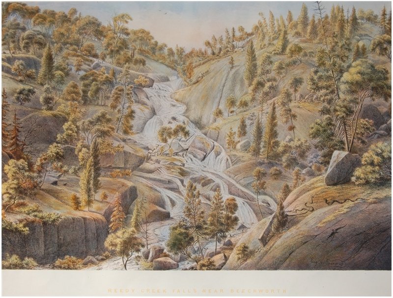 Wikioo.org - The Encyclopedia of Fine Arts - Painting, Artwork by Eugene Von Guerard - Reedy Creek Falls, Near Beechworth