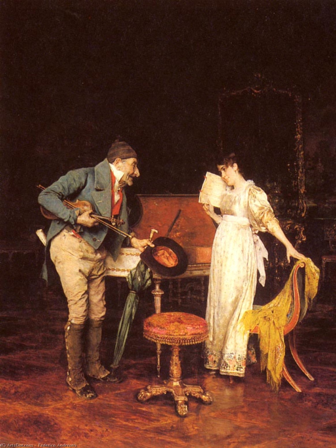 Wikioo.org - The Encyclopedia of Fine Arts - Painting, Artwork by Federico Andreotti - The Music Lesson ( 2 )