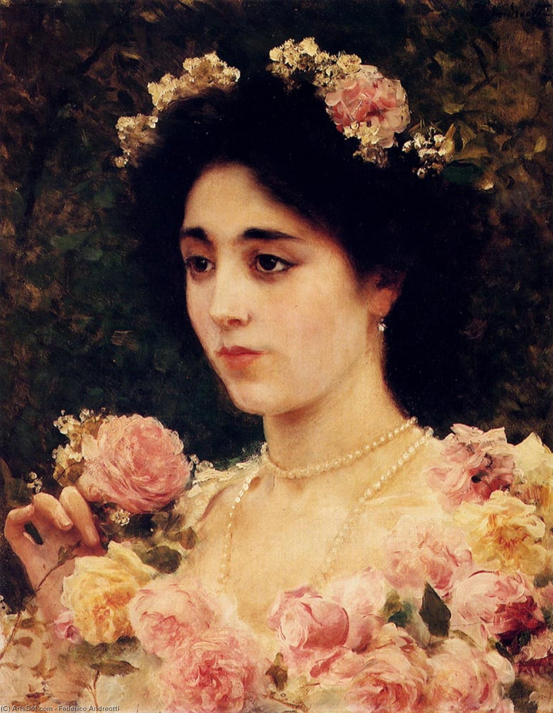 Wikioo.org - The Encyclopedia of Fine Arts - Painting, Artwork by Federico Andreotti - The Pink Rose