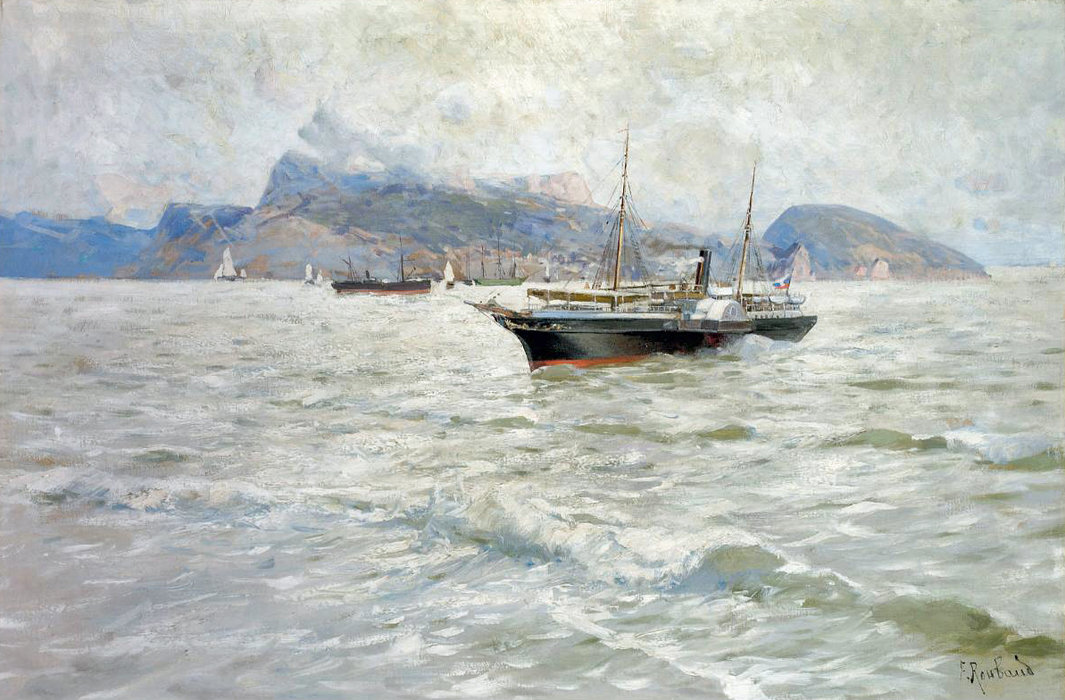 Wikioo.org - The Encyclopedia of Fine Arts - Painting, Artwork by Franz Roubaud - A Steamboat On The Black Sea