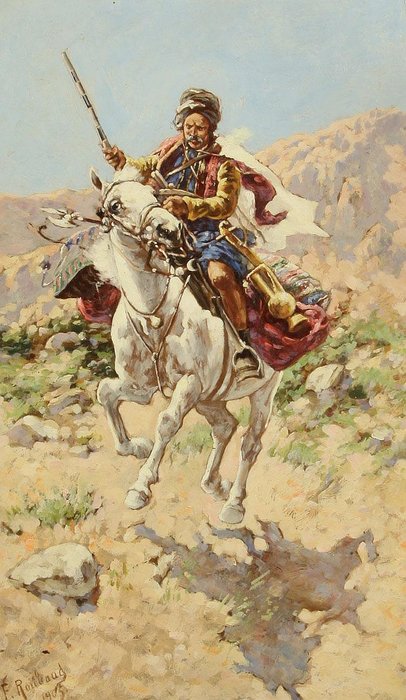 Wikioo.org – L'Enciclopedia delle Belle Arti - Pittura, Opere di Franz Roubaud - Volo di Kurd con il suo bottino