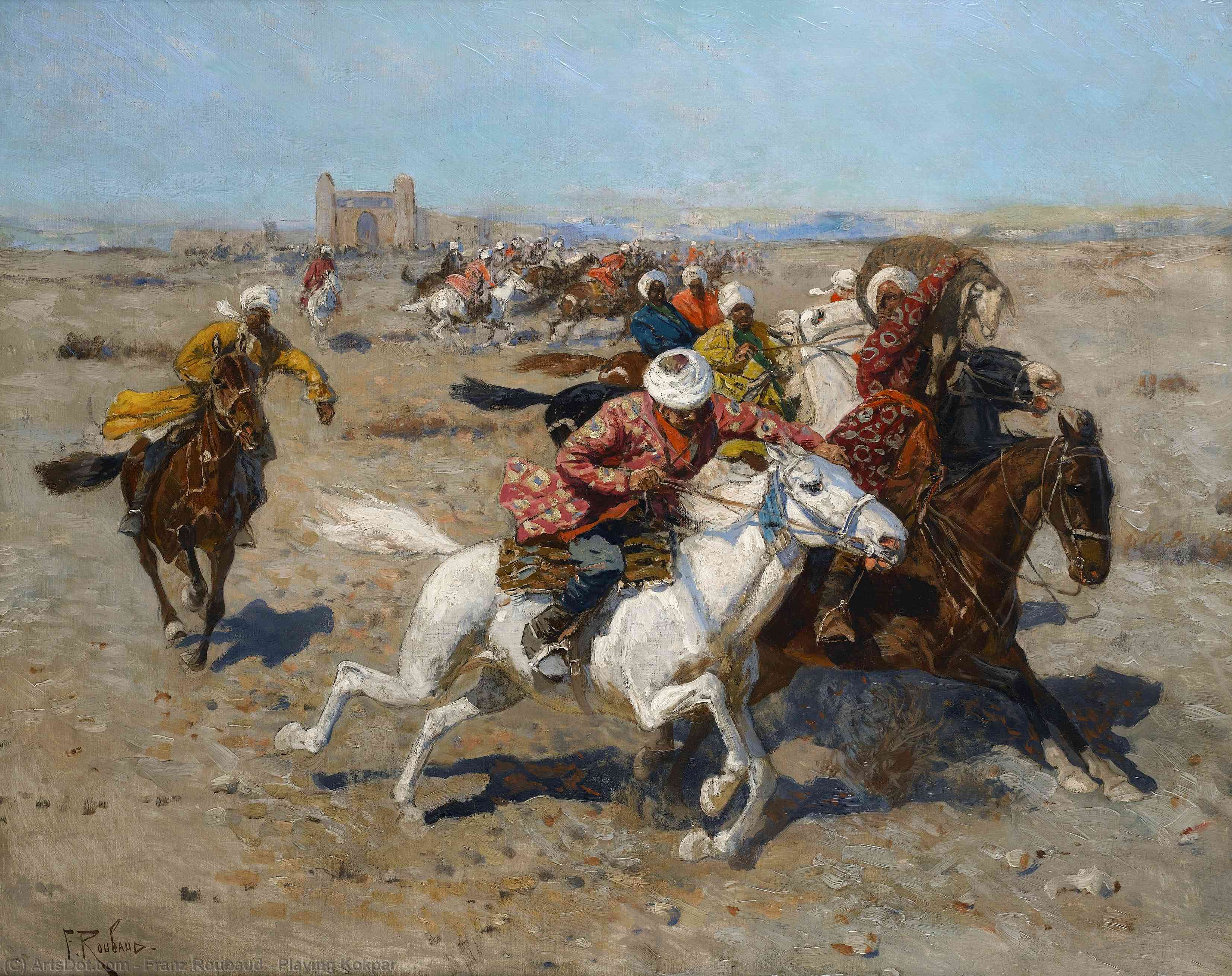 Wikioo.org - The Encyclopedia of Fine Arts - Painting, Artwork by Franz Roubaud - Playing Kokpar