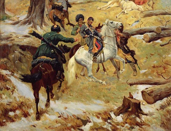 WikiOO.org – 美術百科全書 - 繪畫，作品 Franz Roubaud - 少将Sleptsov死在车臣