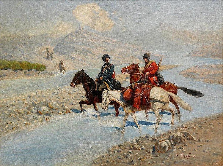 Wikioo.org - สารานุกรมวิจิตรศิลป์ - จิตรกรรม Franz Roubaud - Two Cossack Men