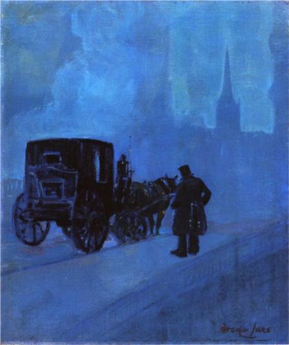 WikiOO.org - Encyclopedia of Fine Arts - Malba, Artwork George Benjamin Luks - A Foggy Night