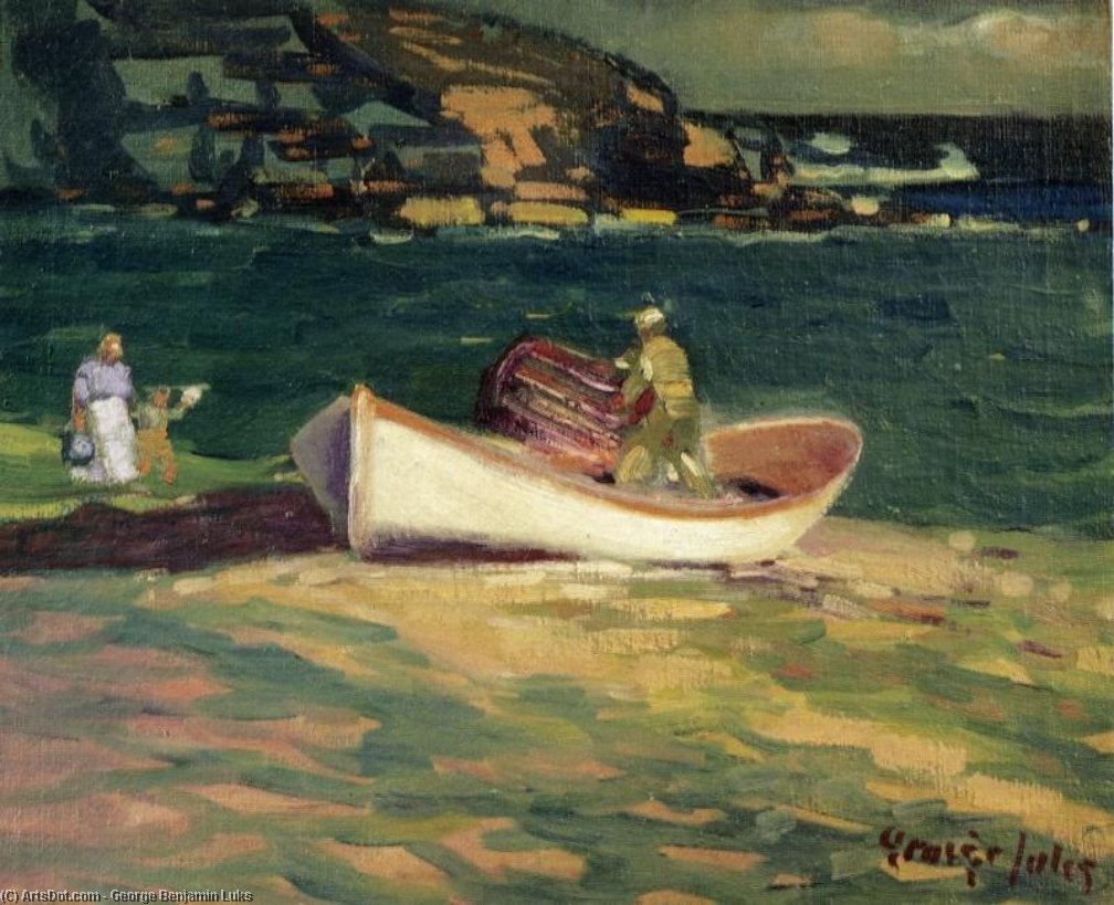 Wikioo.org - The Encyclopedia of Fine Arts - Painting, Artwork by George Benjamin Luks - Fisherman, Cape Elizabeth, Maine