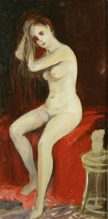 Wikioo.org – La Enciclopedia de las Bellas Artes - Pintura, Obras de arte de George Benjamin Luks - sentado desnudo