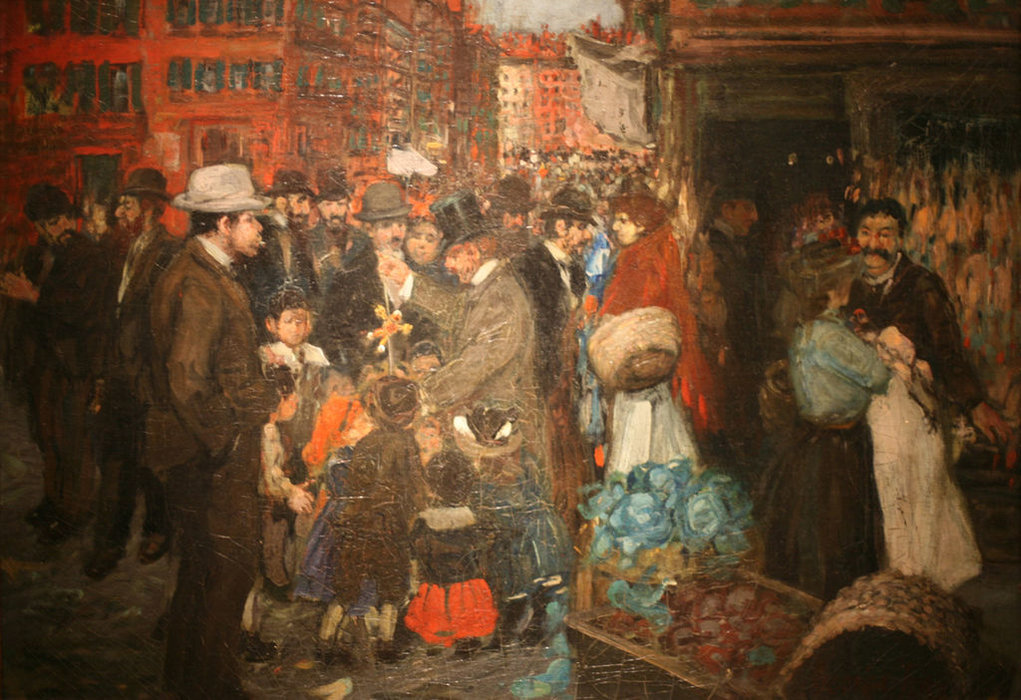 Wikioo.org - The Encyclopedia of Fine Arts - Painting, Artwork by George Benjamin Luks - Street Scene (hester Street)