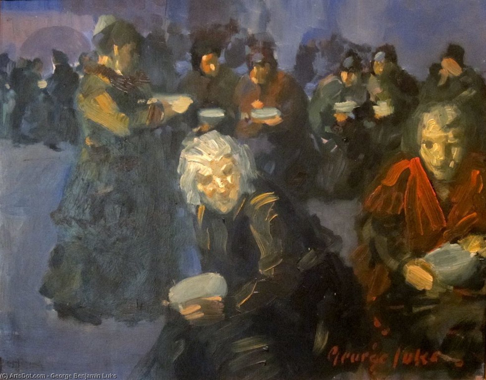 WikiOO.org - Encyclopedia of Fine Arts - Maľba, Artwork George Benjamin Luks - The Bread Line