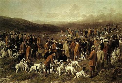 Wikioo.org - The Encyclopedia of Fine Arts - Painting, Artwork by George Earl - Meeting Of The Gun Dogs Society