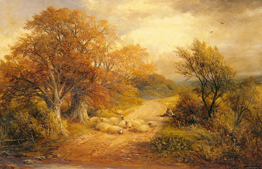 Wikioo.org - The Encyclopedia of Fine Arts - Painting, Artwork by George Turner - A Derbyshire Water Lane