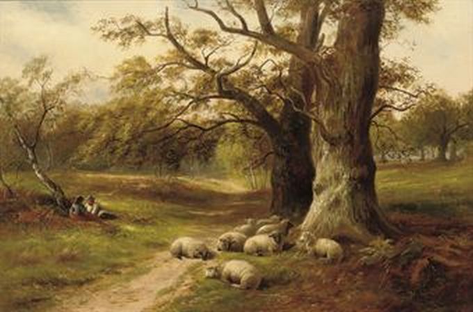 WikiOO.org - Encyclopedia of Fine Arts - Maľba, Artwork George Turner - A Distracted Shepherd