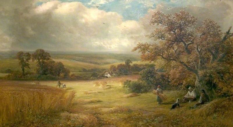 Wikioo.org - The Encyclopedia of Fine Arts - Painting, Artwork by George Turner - Harvest Time In Barrow-on-trent, Derbyshire