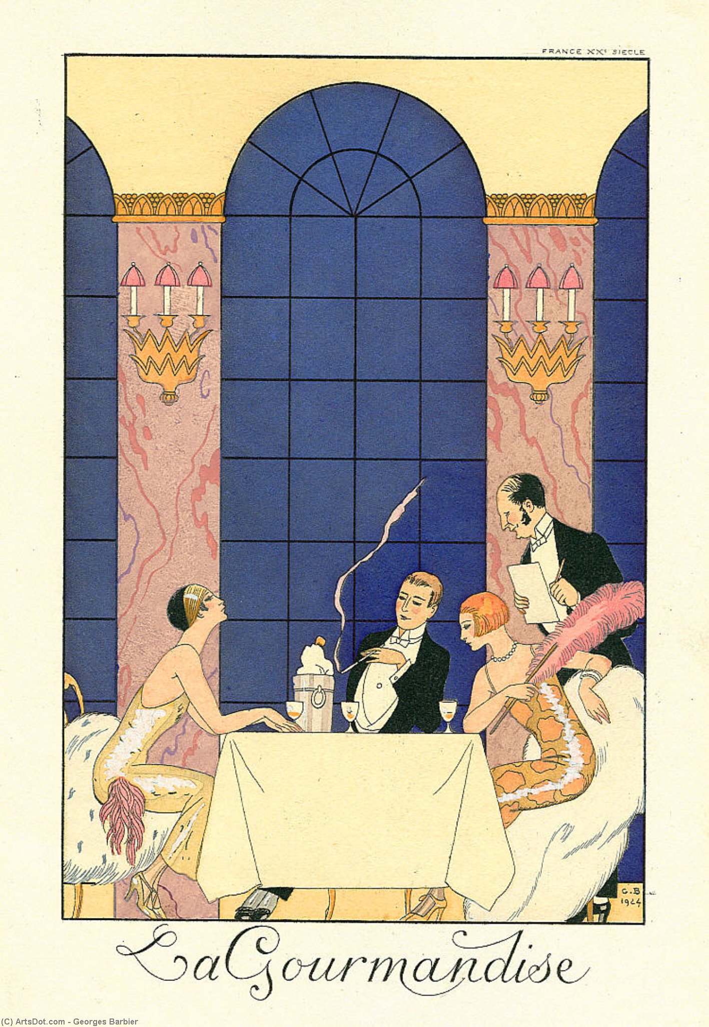 Wikioo.org - The Encyclopedia of Fine Arts - Painting, Artwork by Georges Barbier - La Gourmandise (gluttony)