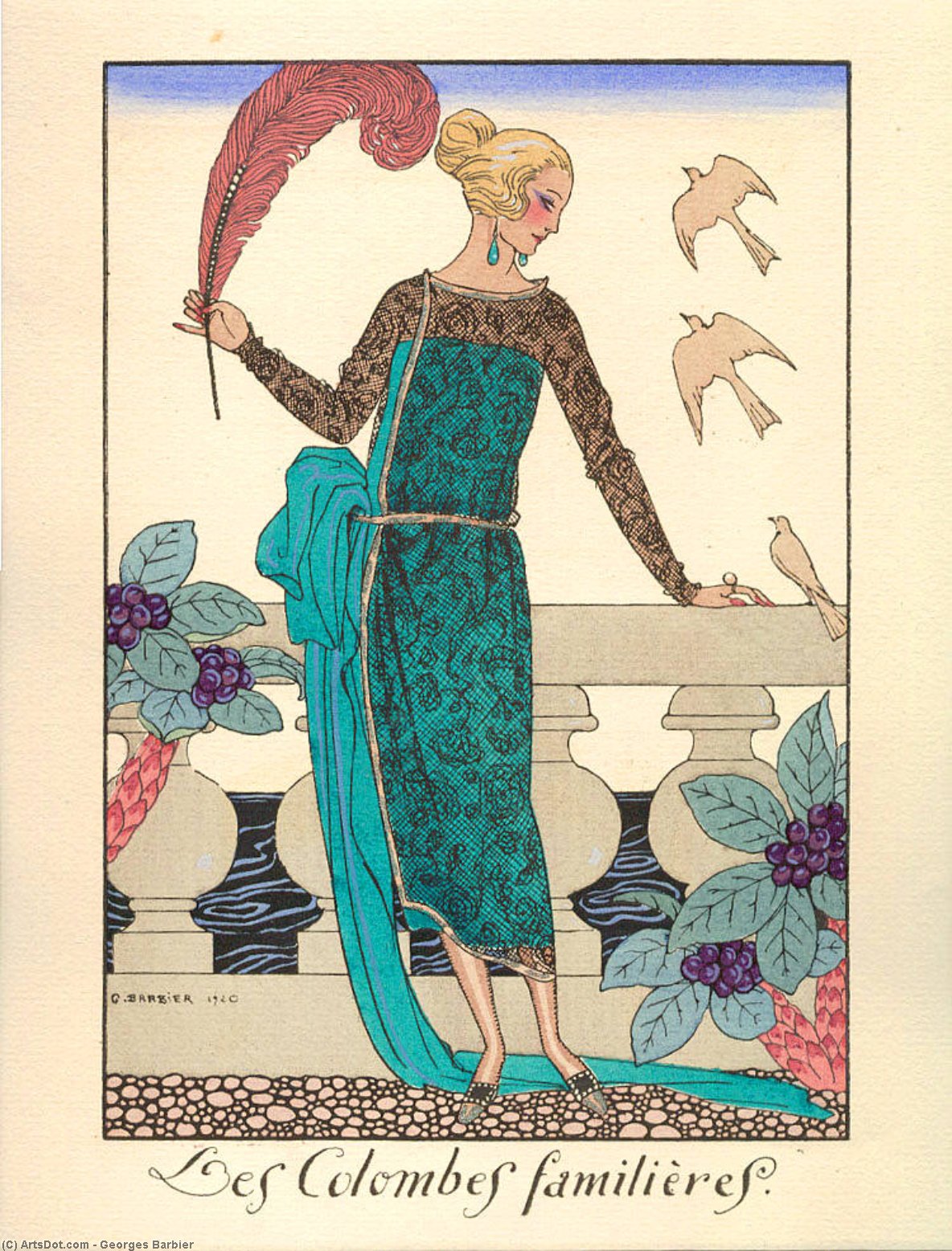 WikiOO.org – 美術百科全書 - 繪畫，作品 Georges Barbier - 莱斯 columbes familieres