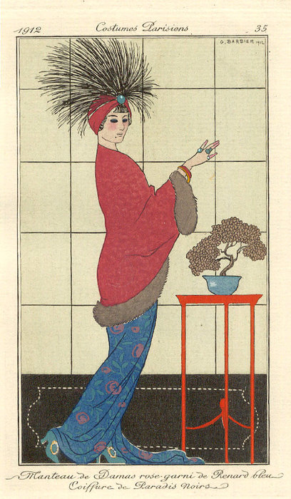 Wikioo.org - Encyklopedia Sztuk Pięknych - Malarstwo, Grafika Georges Barbier - Manteau De Damas Rose-garni
