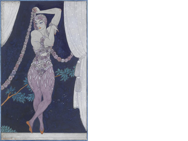 Wikioo.org – La Enciclopedia de las Bellas Artes - Pintura, Obras de arte de Georges Barbier - Vaslav Nijinsky En la Spectre De La Rose Unframed