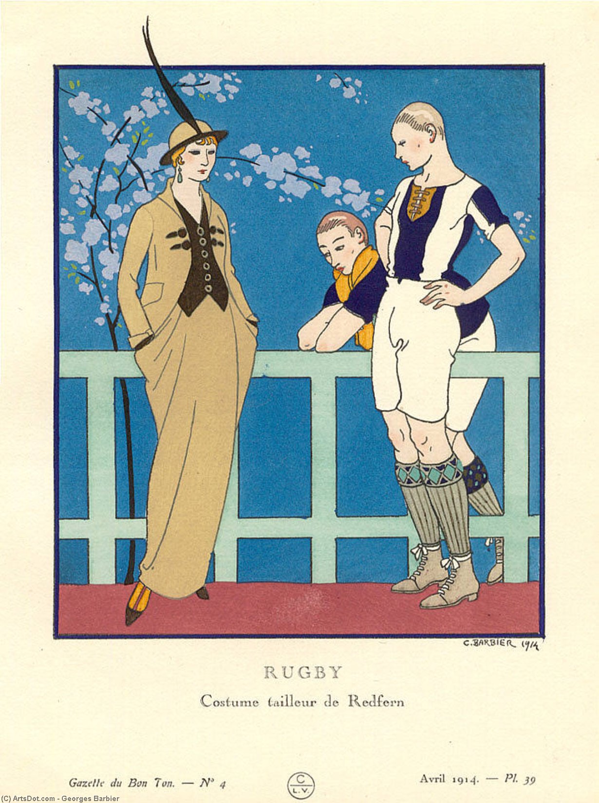 WikiOO.org - Enciklopedija dailės - Tapyba, meno kuriniai Georges Barbier - Woman Wearing A Pre-sportswear Tailored Costume