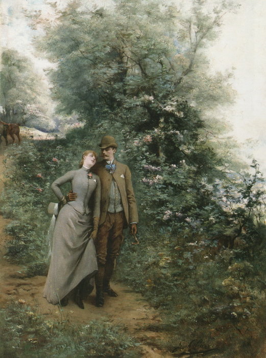 WikiOO.org - Enciclopédia das Belas Artes - Pintura, Arte por Georges Jules Victor Clairin - A Walk In The Wood