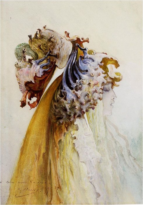 WikiOO.org - Encyclopedia of Fine Arts - Maľba, Artwork Georges Jules Victor Clairin - Buste De Femme De Profil