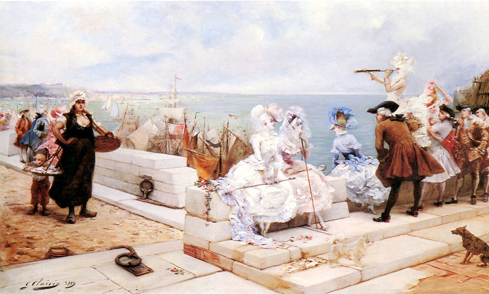 Wikioo.org - The Encyclopedia of Fine Arts - Painting, Artwork by Georges Jules Victor Clairin - Elegant Figures Watching The Regatta