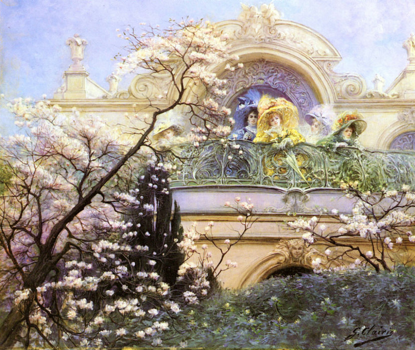 Wikioo.org – L'Encyclopédie des Beaux Arts - Peinture, Oeuvre de Georges Jules Victor Clairin - Sur le balcon