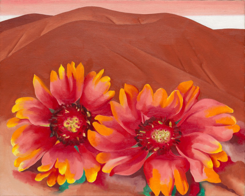 WikiOO.org - Encyclopedia of Fine Arts - Lukisan, Artwork Georgia Totto O'keeffe - Red Hills With Flowers