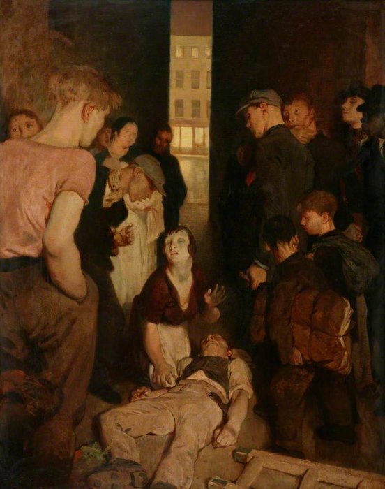Wikioo.org - The Encyclopedia of Fine Arts - Painting, Artwork by Glyn Warren Philpot - A Street Accident