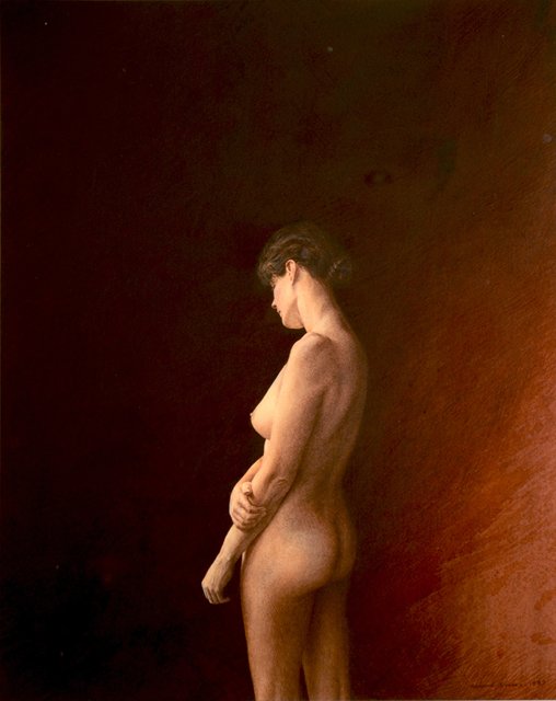 WikiOO.org - Encyclopedia of Fine Arts - Schilderen, Artwork Grahame Sydney - Standing, Study For Oil