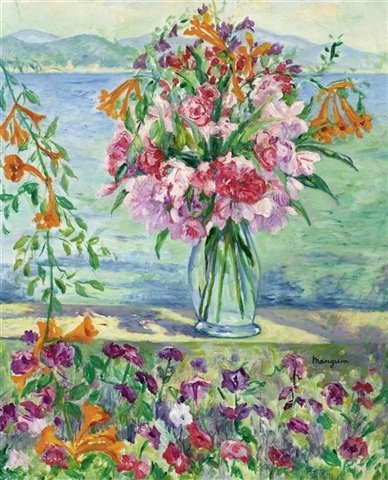 Wikioo.org – La Enciclopedia de las Bellas Artes - Pintura, Obras de arte de Henri Gaudier Brzeska - Lauriers-roses Et petunias