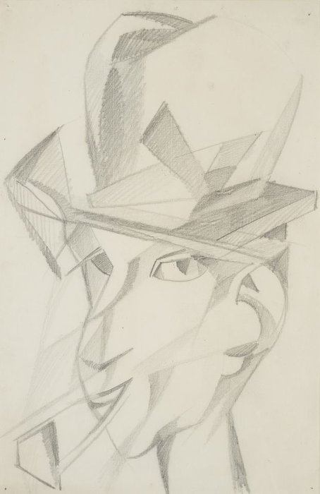 WikiOO.org - 백과 사전 - 회화, 삽화 Henri Gaudier Brzeska - Self-portrait With A Pipe