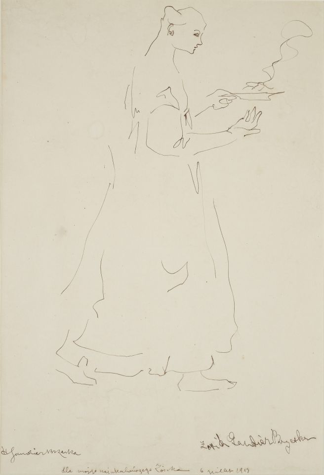 WikiOO.org - Encyclopedia of Fine Arts - Maleri, Artwork Henri Gaudier Brzeska - Woman Carrying A Plate