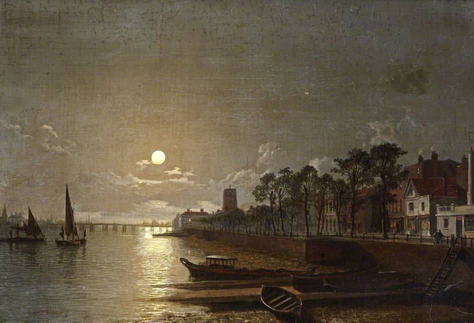 Wikioo.org - The Encyclopedia of Fine Arts - Painting, Artwork by Henry Pether - Chelsea By Moonlight