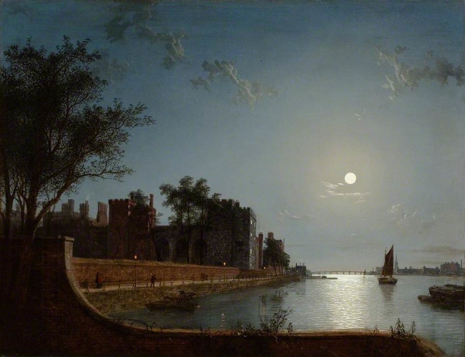 WikiOO.org - 백과 사전 - 회화, 삽화 Henry Pether - Lambeth Palace By Moonlight