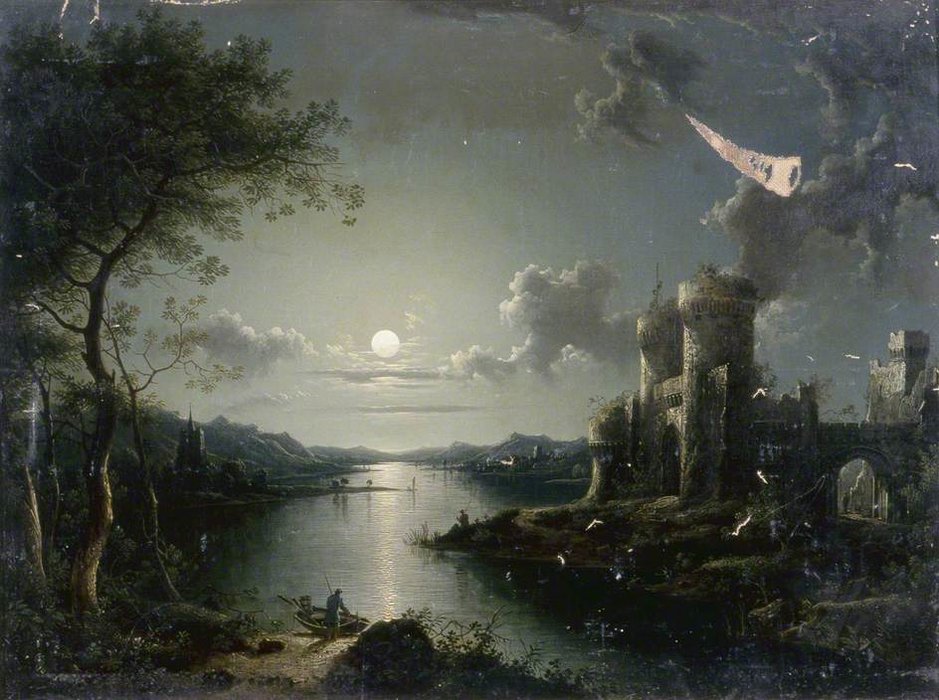 Wikioo.org - The Encyclopedia of Fine Arts - Painting, Artwork by Henry Pether - Moonlit Scene