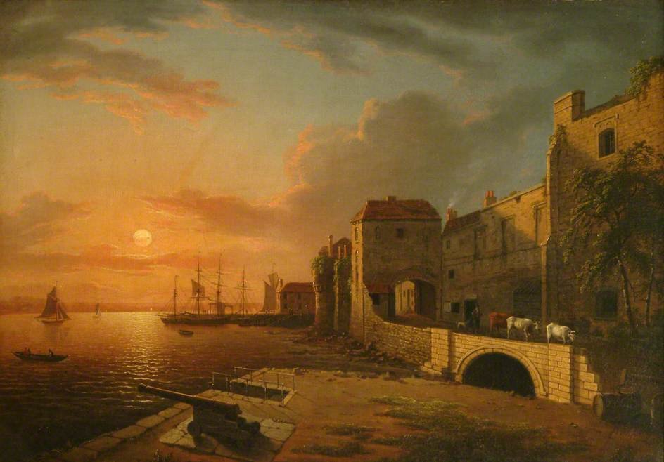 WikiOO.org - אנציקלופדיה לאמנויות יפות - ציור, יצירות אמנות Henry Pether - Southampton Town Quay At Sunset