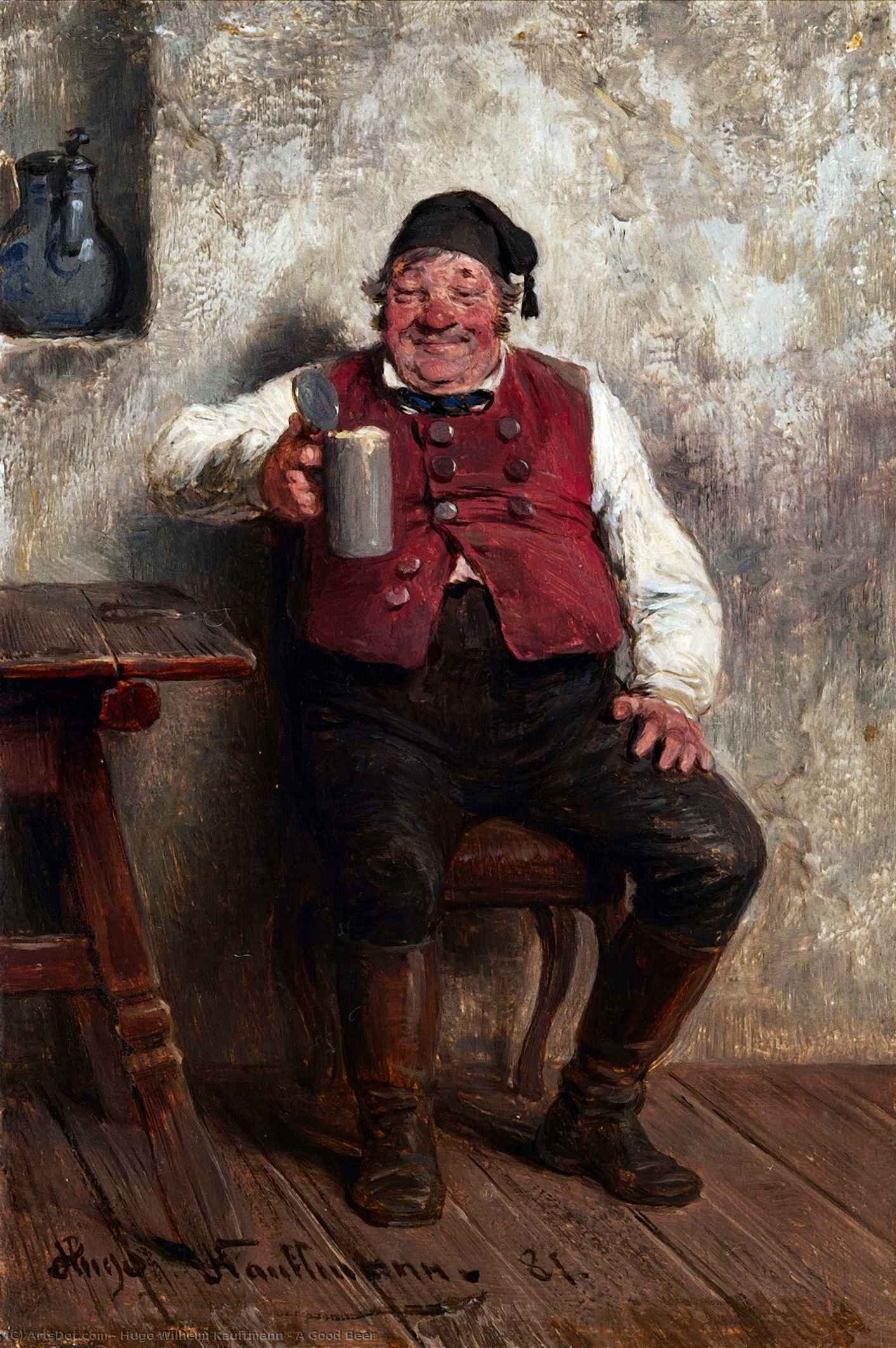 WikiOO.org - Güzel Sanatlar Ansiklopedisi - Resim, Resimler Hugo Wilhelm Kauffmann - A Good Beer