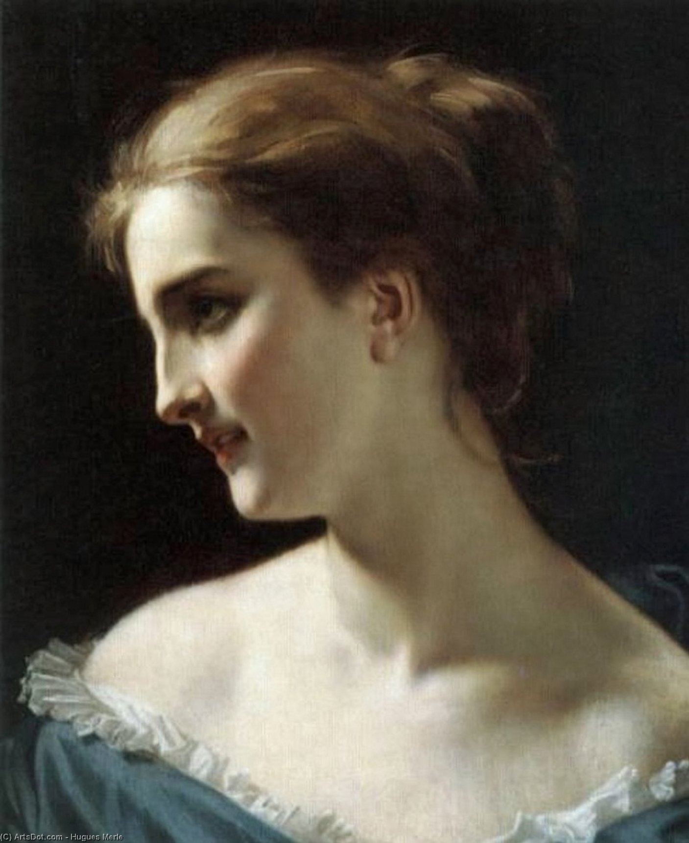 Wikioo.org - The Encyclopedia of Fine Arts - Painting, Artwork by Hugues Merle - A Portrait Of A Woman