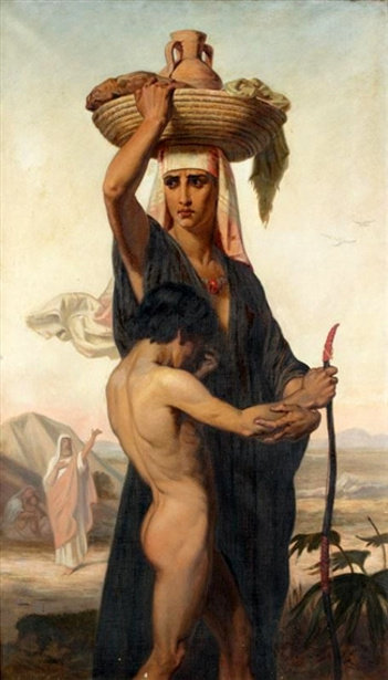 WikiOO.org - Encyclopedia of Fine Arts - Maľba, Artwork Hugues Merle - Abraham Banishing Hagar And Ishmael