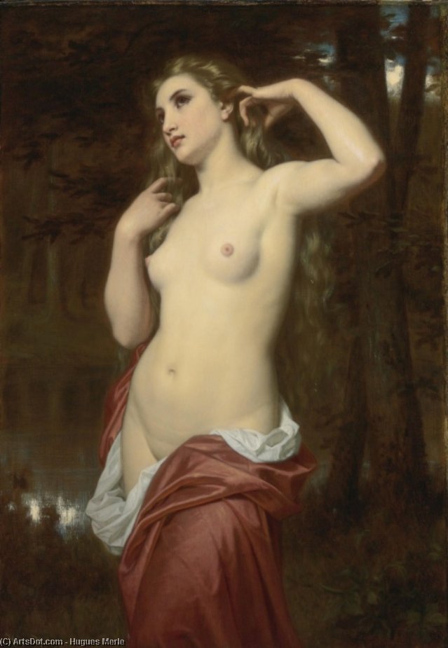 WikiOO.org - Enciclopedia of Fine Arts - Pictura, lucrări de artă Hugues Merle - Baigneuse