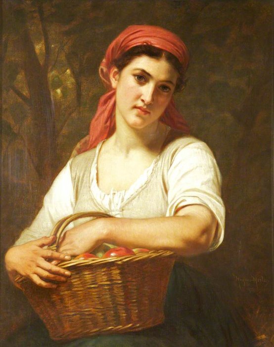 Wikioo.org - The Encyclopedia of Fine Arts - Painting, Artwork by Hugues Merle - Girl With Fruit