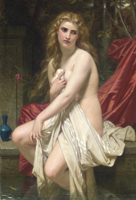 Wikioo.org - The Encyclopedia of Fine Arts - Painting, Artwork by Hugues Merle - Susannah At Her Bath